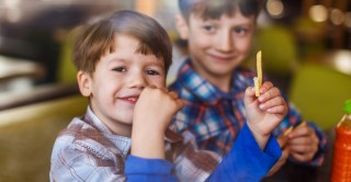 Boy eating chips